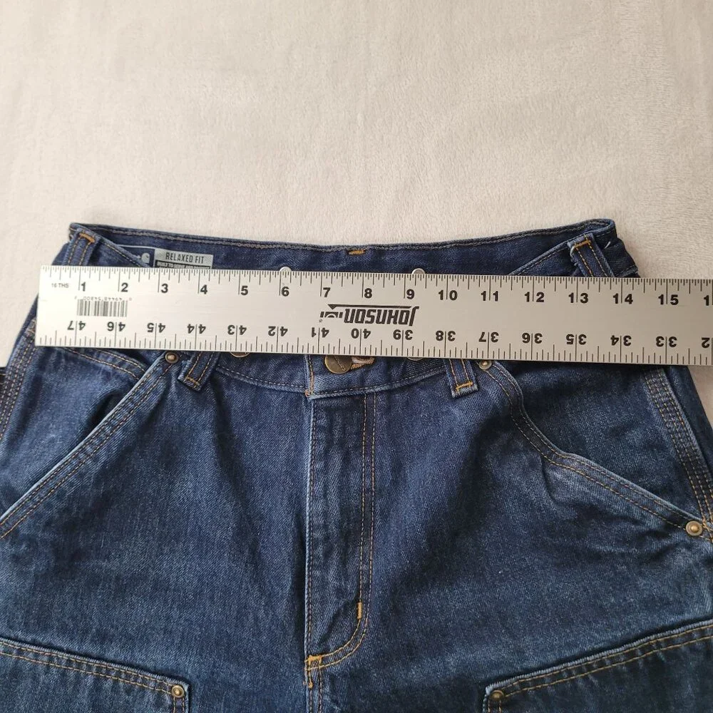 Carhartt Men Double Knee Relaxed Fit Carpenter Blue Denim Logger Jean Size 30X32
